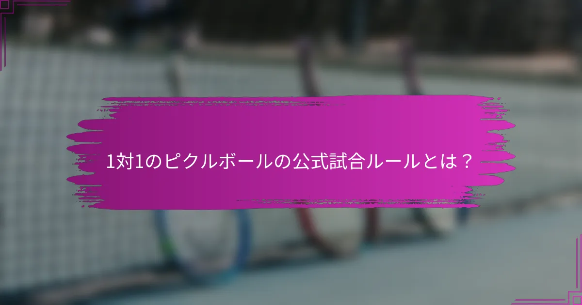 1対1のピクルボールの公式試合ルールとは？