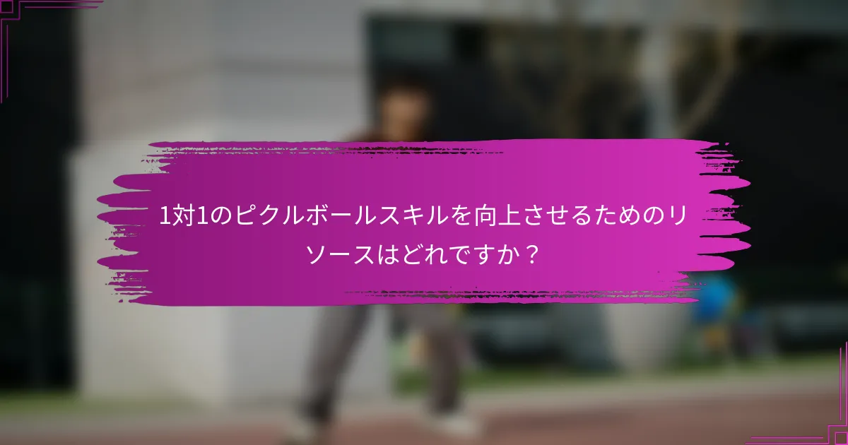 1対1のピクルボールスキルを向上させるためのリソースはどれですか？