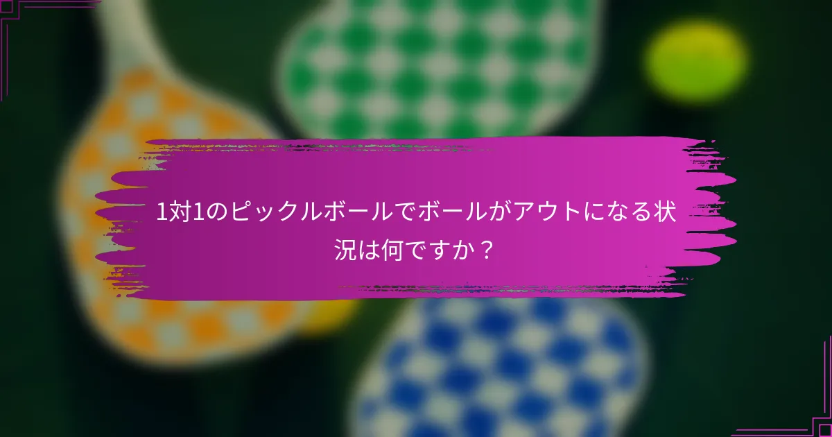 1対1のピックルボールでボールがアウトになる状況は何ですか？
