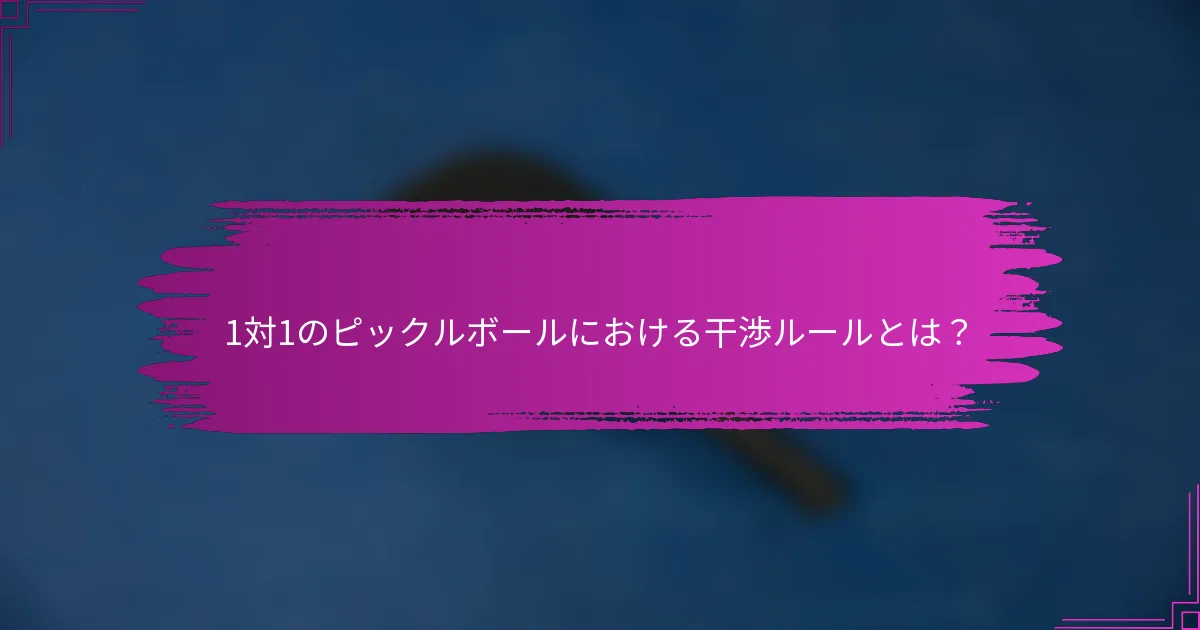 1対1のピックルボールにおける干渉ルールとは？