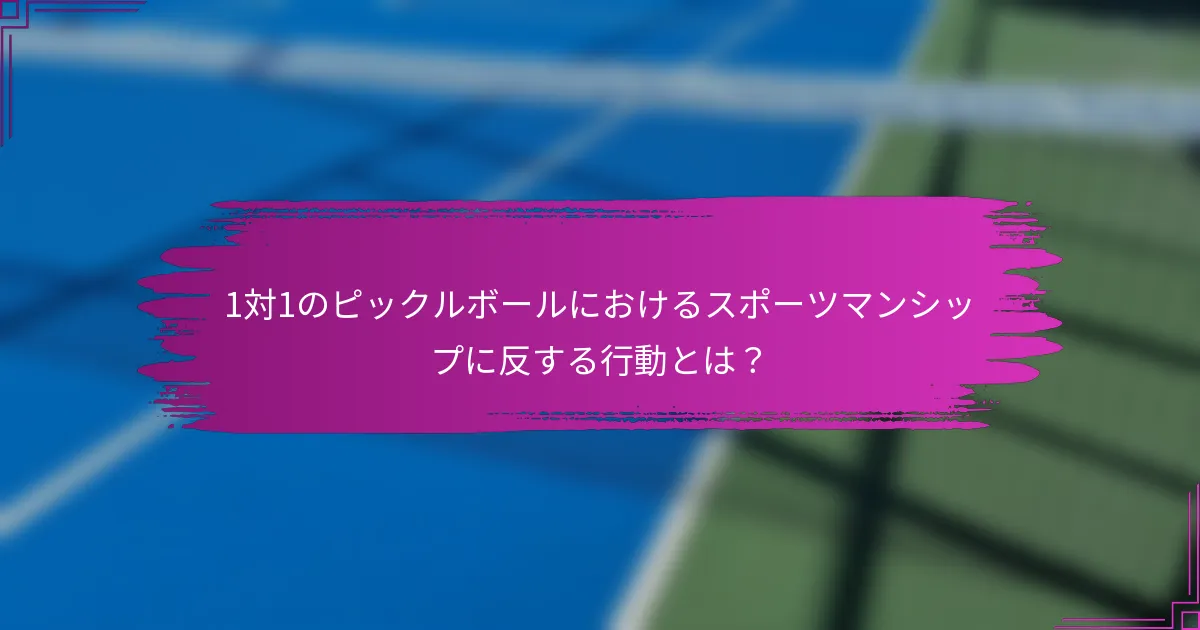 1対1のピックルボールにおけるスポーツマンシップに反する行動とは？