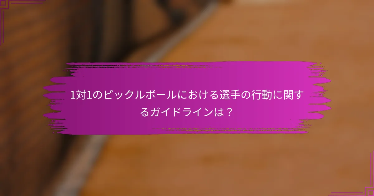 1対1のピックルボールにおける選手の行動に関するガイドラインは？