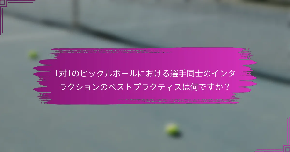 1対1のピックルボールにおける選手同士のインタラクションのベストプラクティスは何ですか？