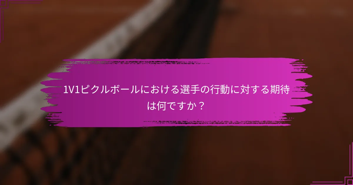 1V1ピクルボールにおける選手の行動に対する期待は何ですか？