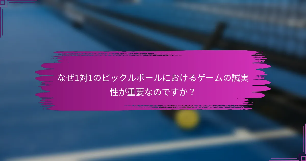 なぜ1対1のピックルボールにおけるゲームの誠実性が重要なのですか?